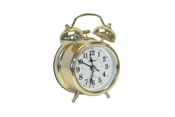 ساعت رومیزی مدل زنگ دار کلاسیک طلایی